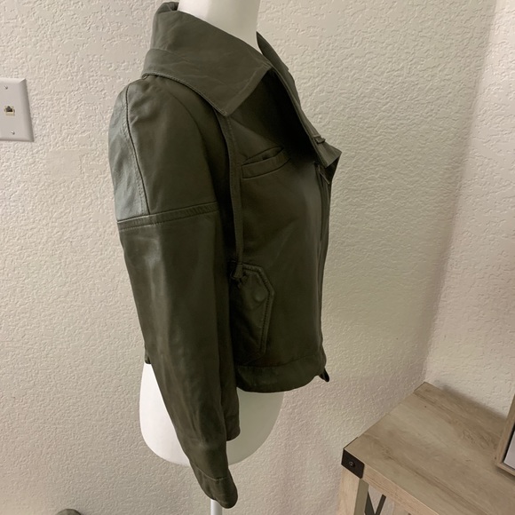 YaYa Aflalo 100% Leather Moto Jacket Green - Picture 6 of 10